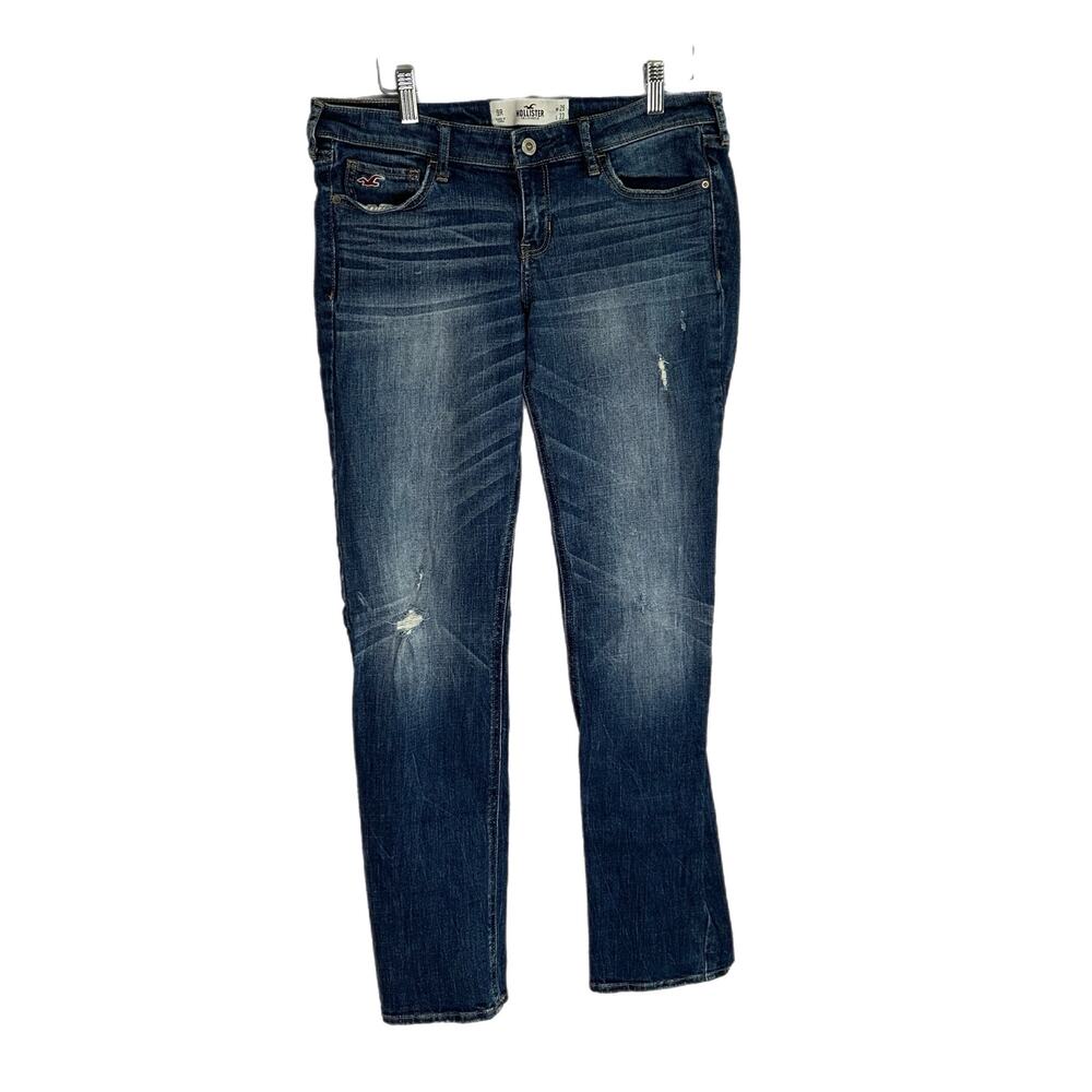 C22 Hollister Medium Wash Denim Distressed Women’s Jeans, Size 9R, Pre-owned